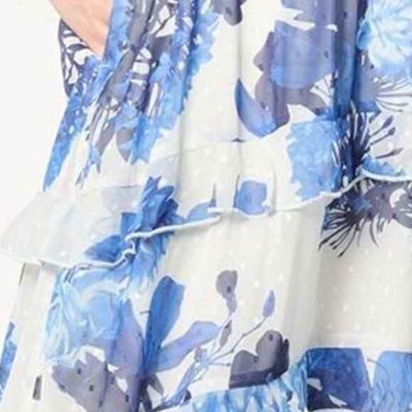 Destination 365 Women's Petite Dress PXL Floral Clip Dot Chiffon White A643233 - Picture 2 of 4